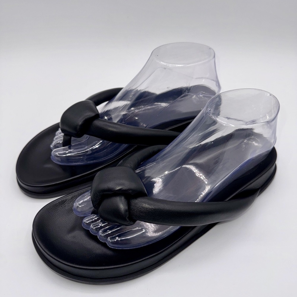 Lafayette 148 New York Bristol Sandals Women's Size 8 - 8.5 EU 39 Black Leather
